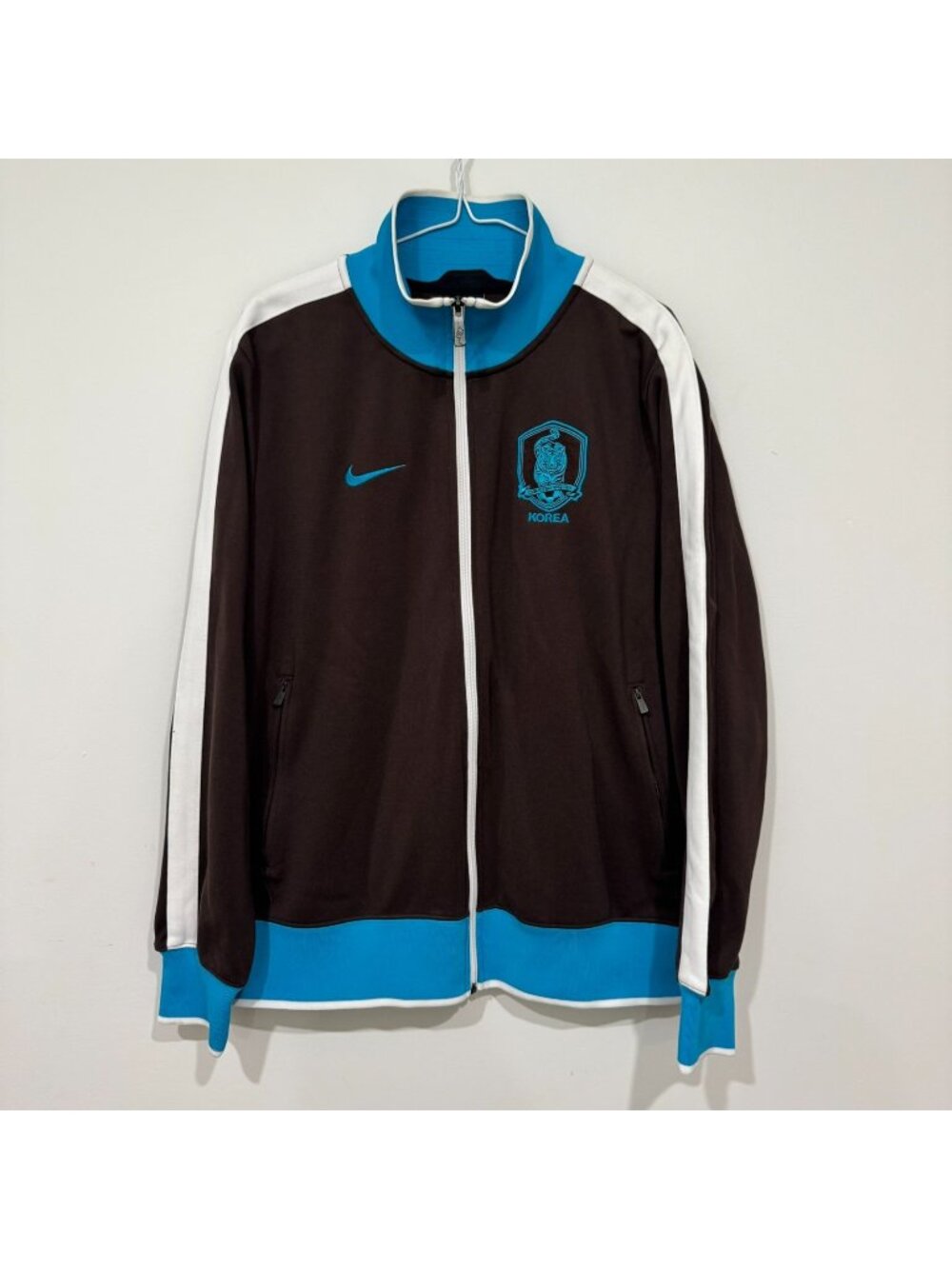 Team Korea Nike N98 Full Zip Soccer Football Track Jacket Brown Blue Size L